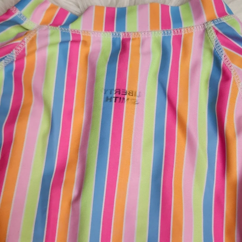 Bmagical by Btween Girls Multicolor Striped Long Sleeve One Piece Swimsuit Sz 10